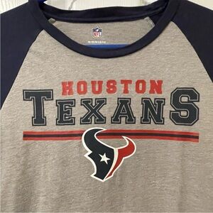 NFL Houston Texans Long Sleeve Ragland T-Shirt Kids Size 10/12 Gray Navy
